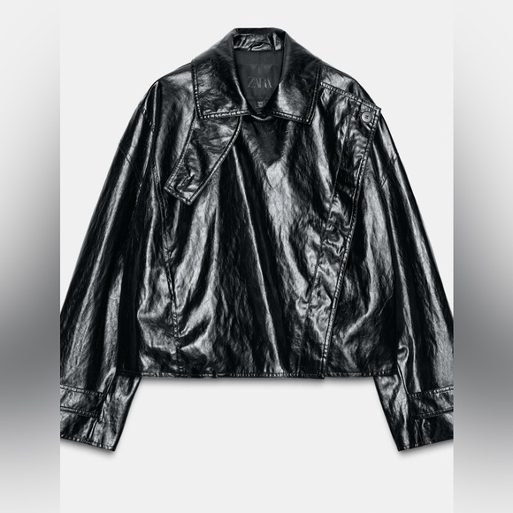 Zara Jackets & Blazers - Zara Women Collection Shiny black Jacket with lapel collar